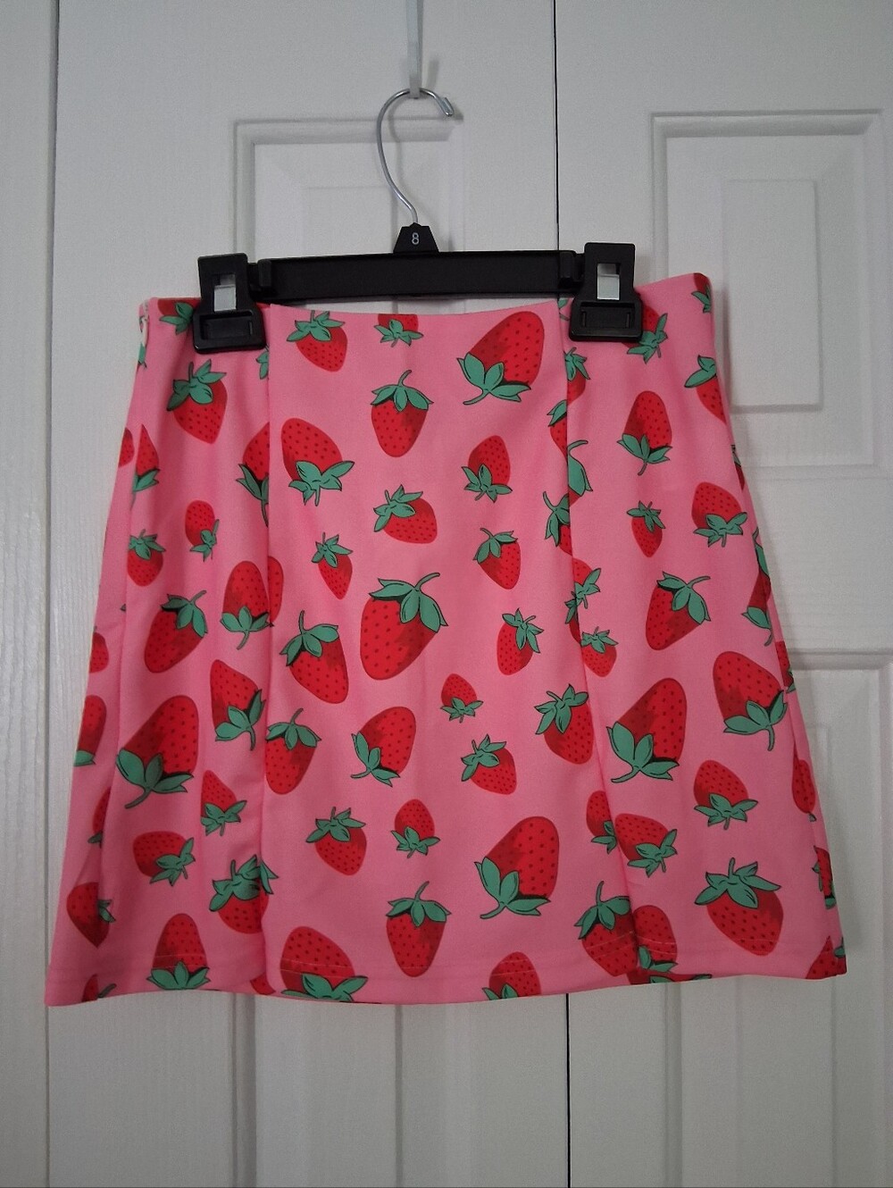 Pink Strawberry Print A-Line Skirt